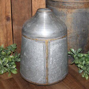 LARGE Heavy Galvanized Metal & Gold Industrial Modern Farmhouse Vase